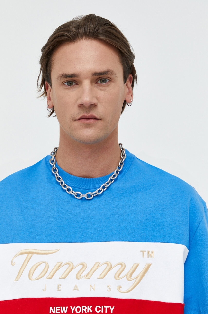 Tommy Jeans Памучна тениска в синьо - Pepit.bg