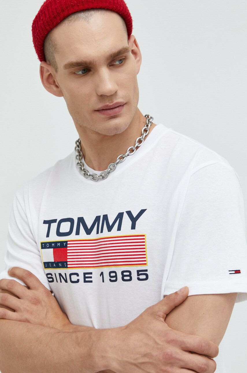 Tommy Jeans Памучна тениска в бяло - Pepit.bg