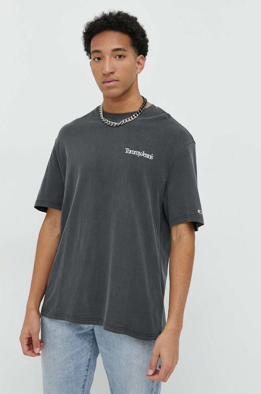 Tommy Jeans Памучна тениска в тъмносиньо - Pepit.bg