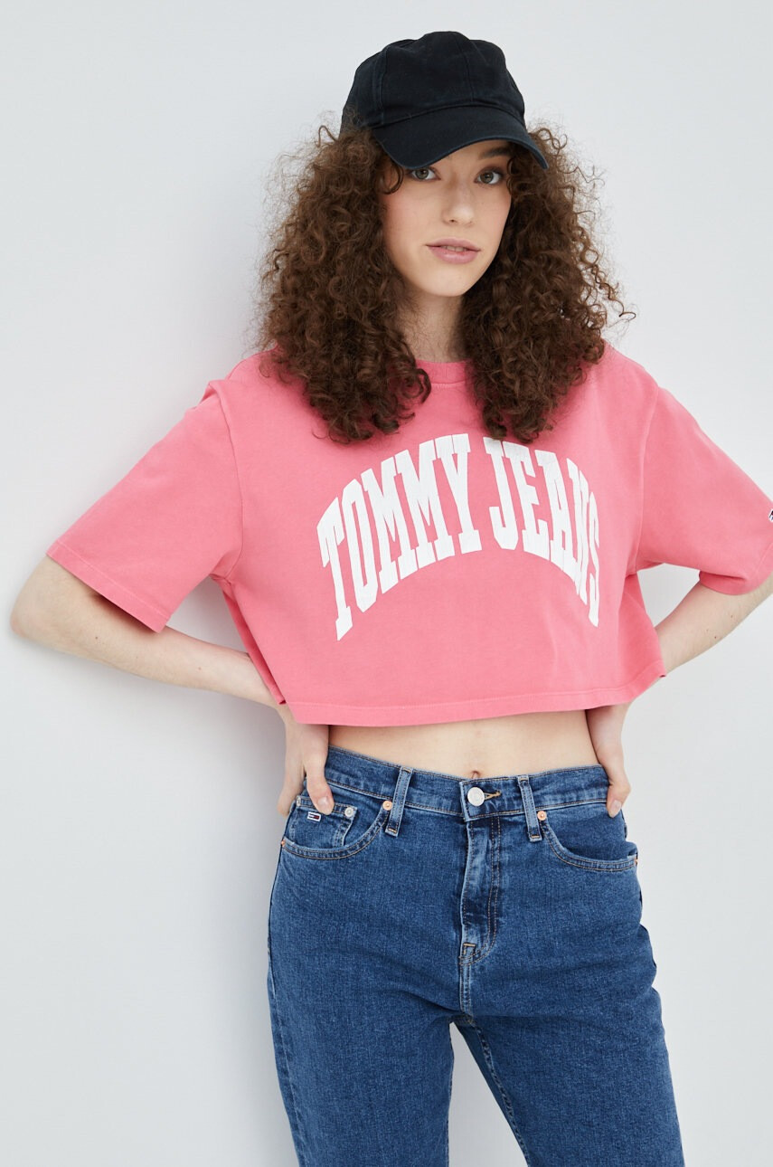 Tommy Jeans Памучна тениска в розово - Pepit.bg