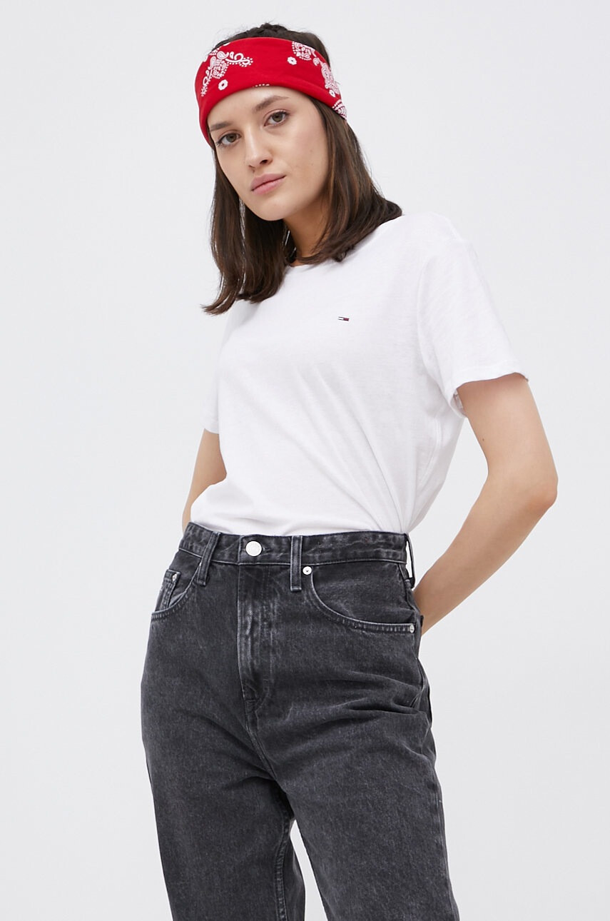 Tommy Jeans Памучна тениска в бяло - Pepit.bg