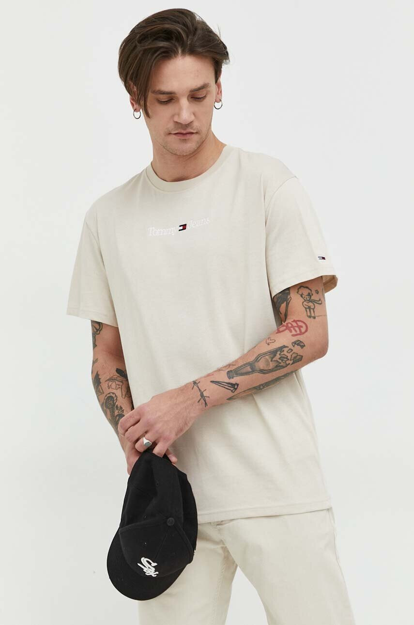 Tommy Jeans Памучна тениска в червено - Pepit.bg