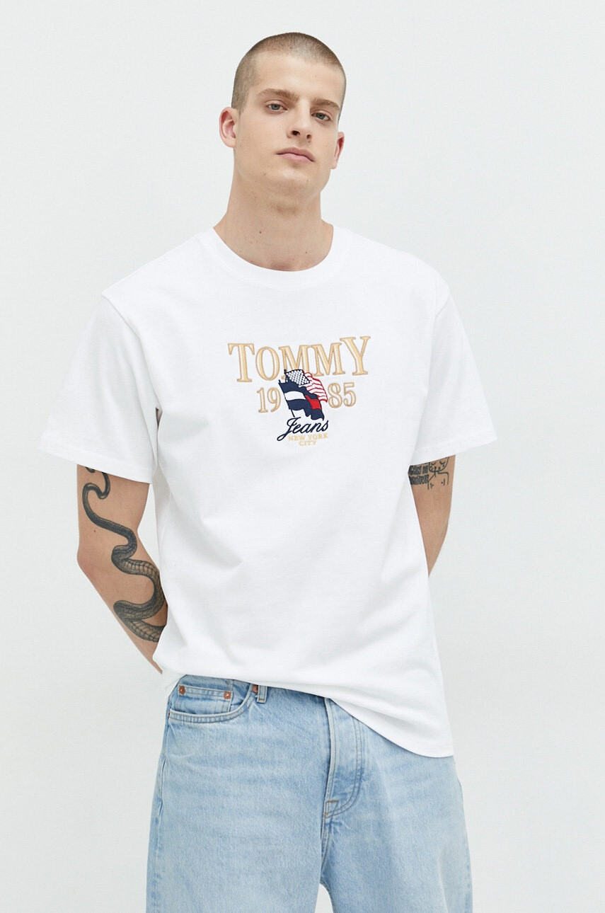 Tommy Jeans Памучна Тениска в тъмносиньо - Pepit.bg