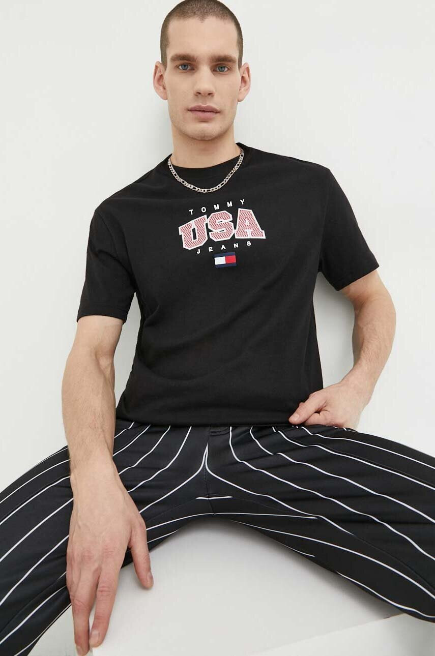 Tommy Jeans Памучна тениска в черно - Pepit.bg
