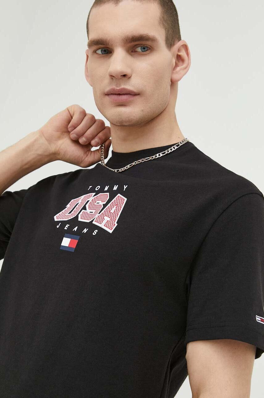 Tommy Jeans Памучна тениска в черно - Pepit.bg