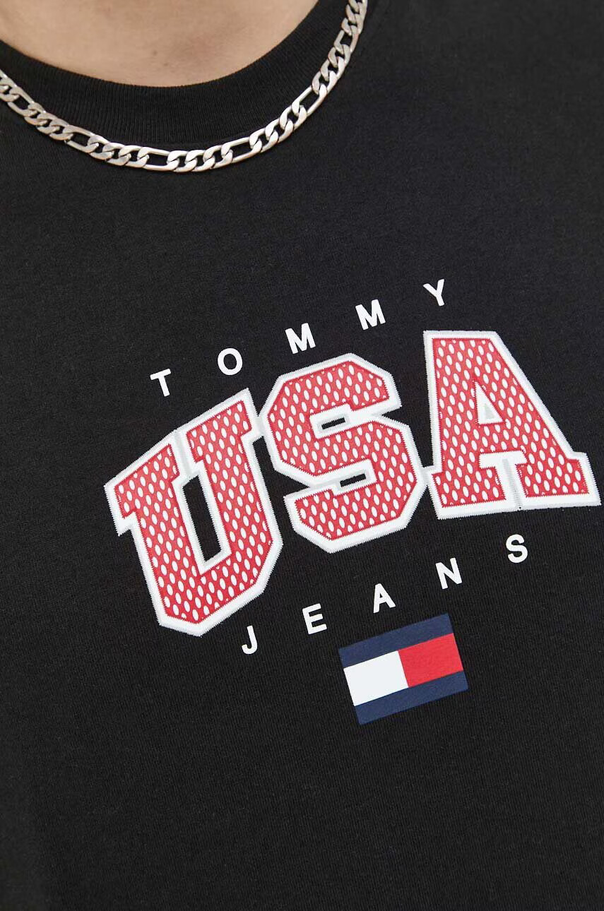 Tommy Jeans Памучна тениска в черно с принт - Pepit.bg