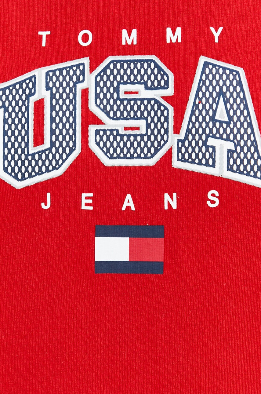 Tommy Jeans Памучна тениска в червено с принт - Pepit.bg