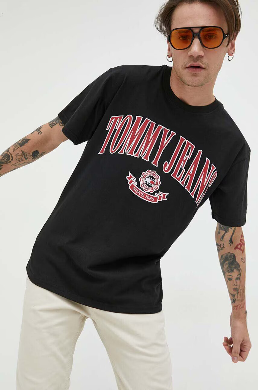 Tommy Jeans Памучна тениска в бежово - Pepit.bg
