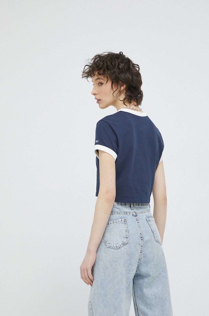 Tommy Jeans Памучна тениска в тъмносиньо - Pepit.bg