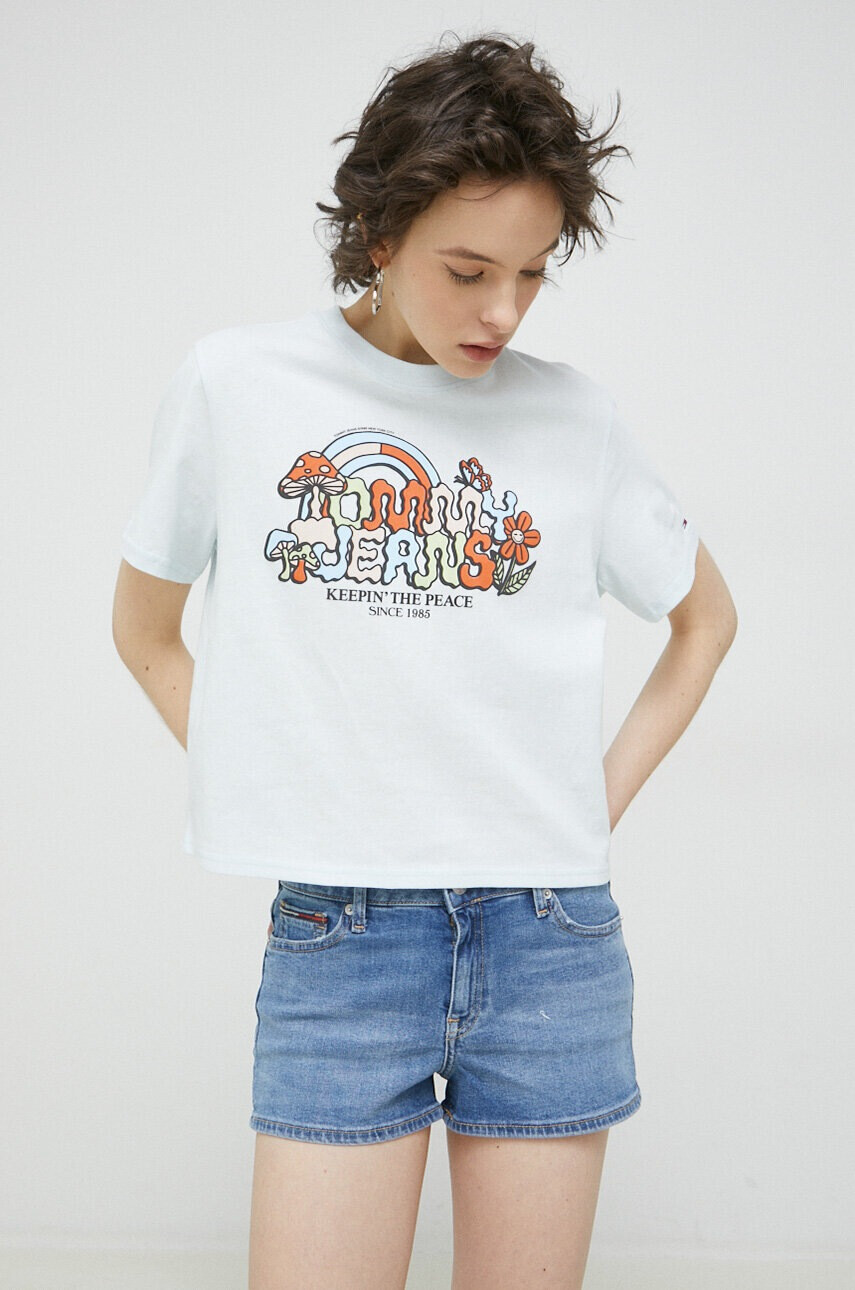 Tommy Jeans Памучна тениска в синьо - Pepit.bg