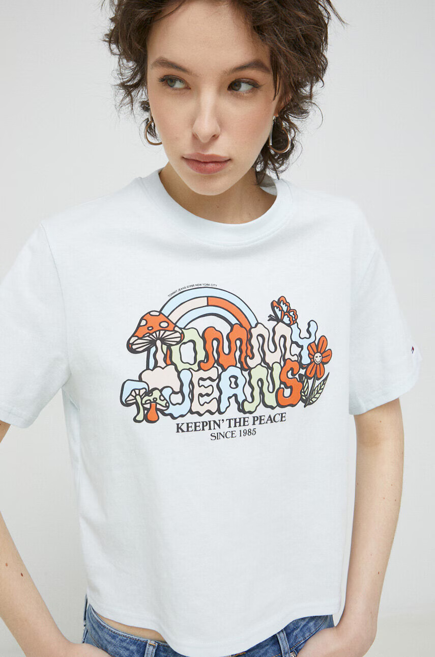 Tommy Jeans Памучна тениска в синьо - Pepit.bg