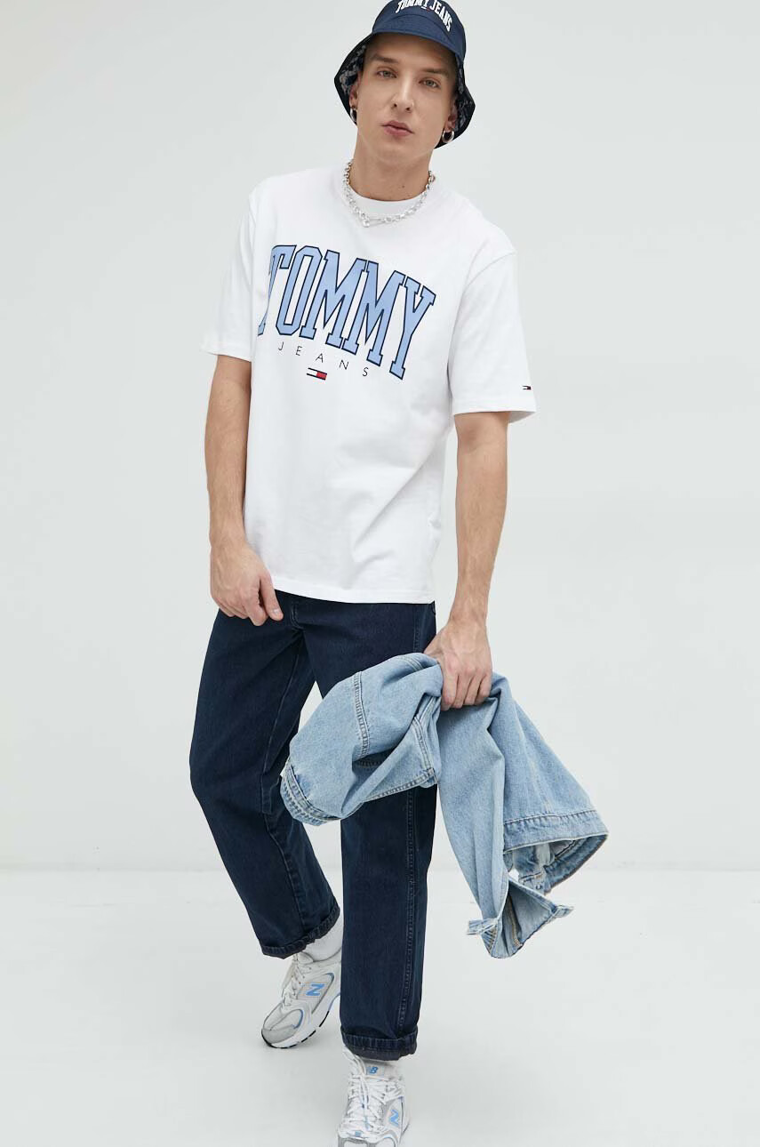 Tommy Jeans Памучна тениска в бяло с принт - Pepit.bg