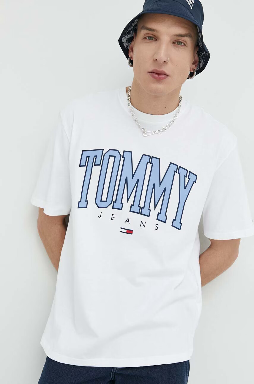 Tommy Jeans Памучна тениска в бяло с принт - Pepit.bg
