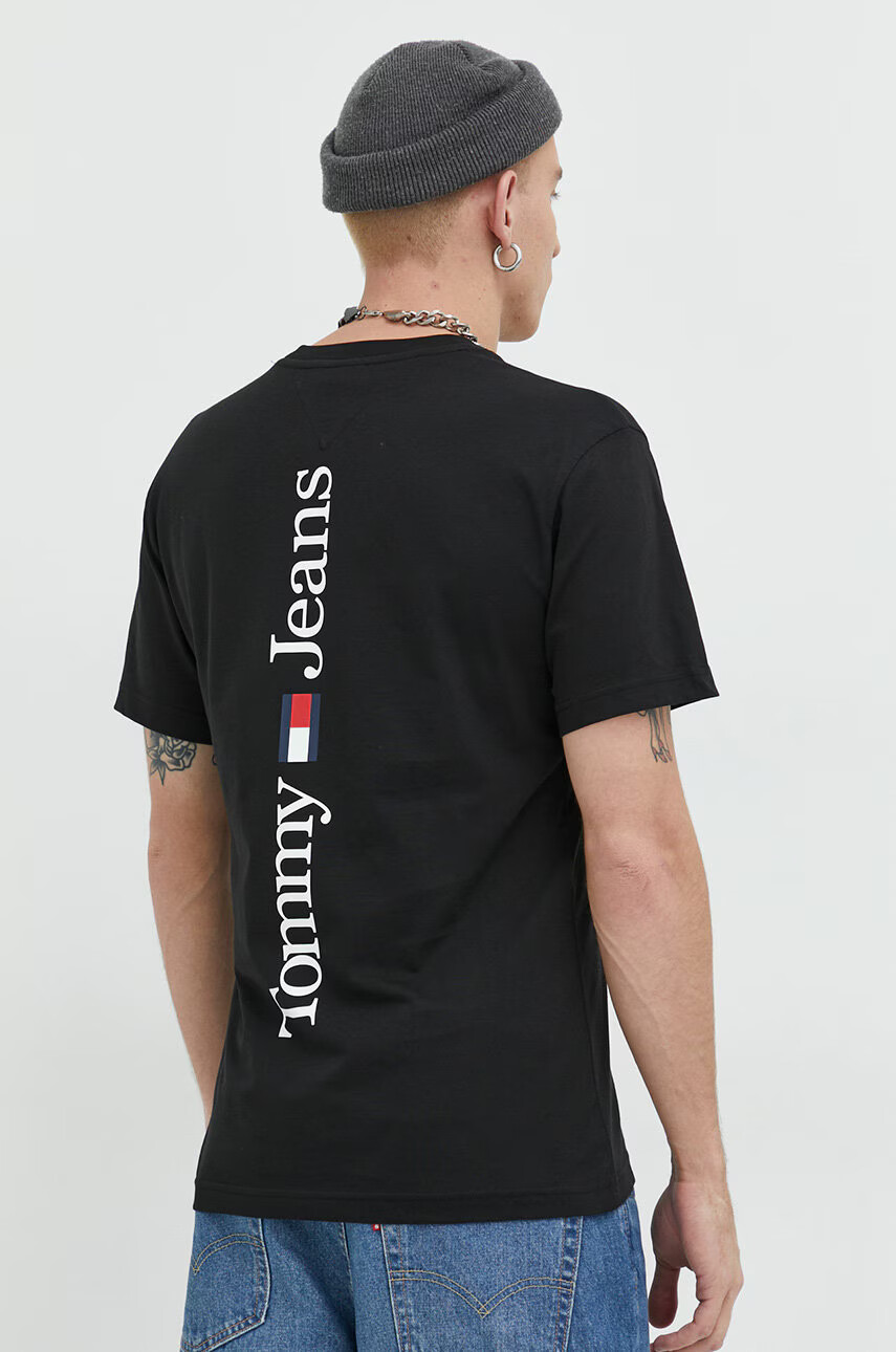 Tommy Jeans Памучна тениска в черно с принт - Pepit.bg