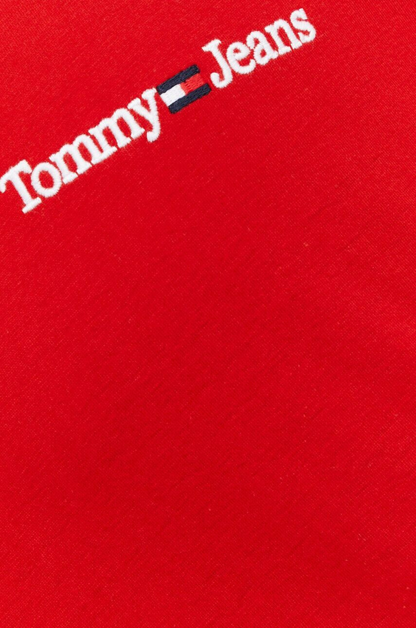 Tommy Jeans Памучна тениска в червено с апликация - Pepit.bg