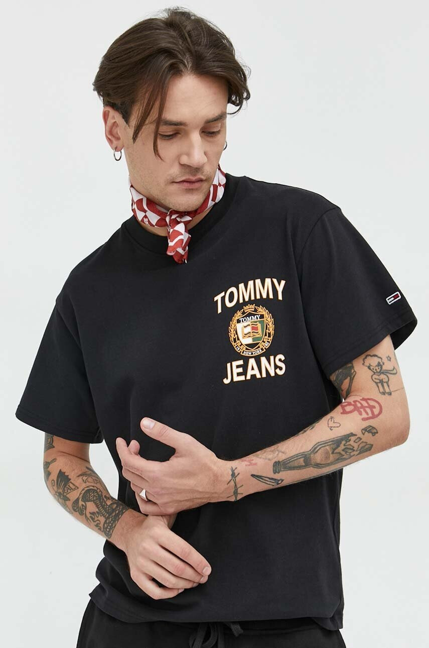 Tommy Jeans Памучна тениска в жълто - Pepit.bg