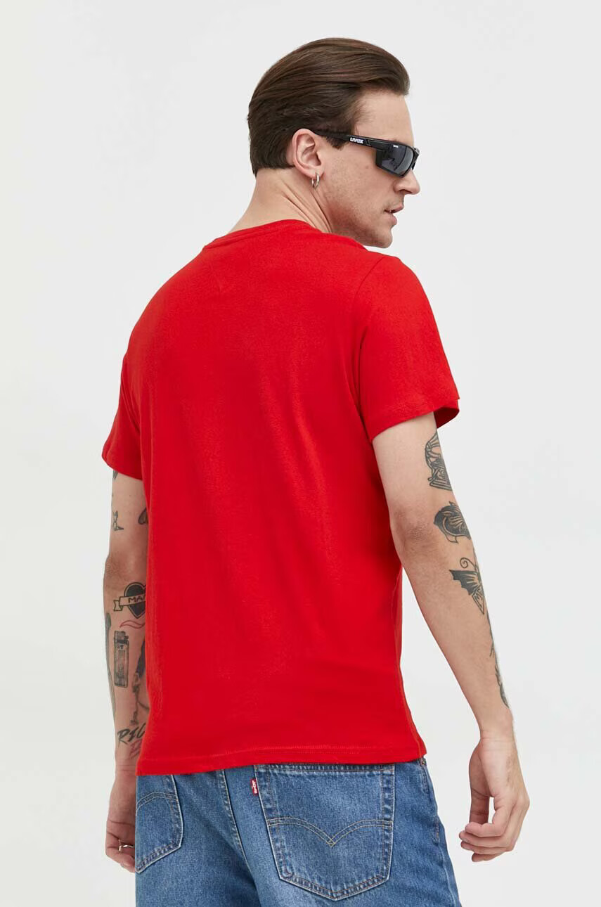 Tommy Jeans Памучна тениска в червено с принт - Pepit.bg