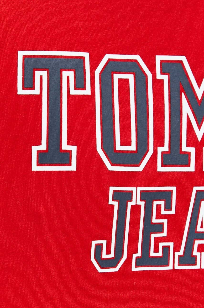Tommy Jeans Памучна тениска в червено с принт - Pepit.bg