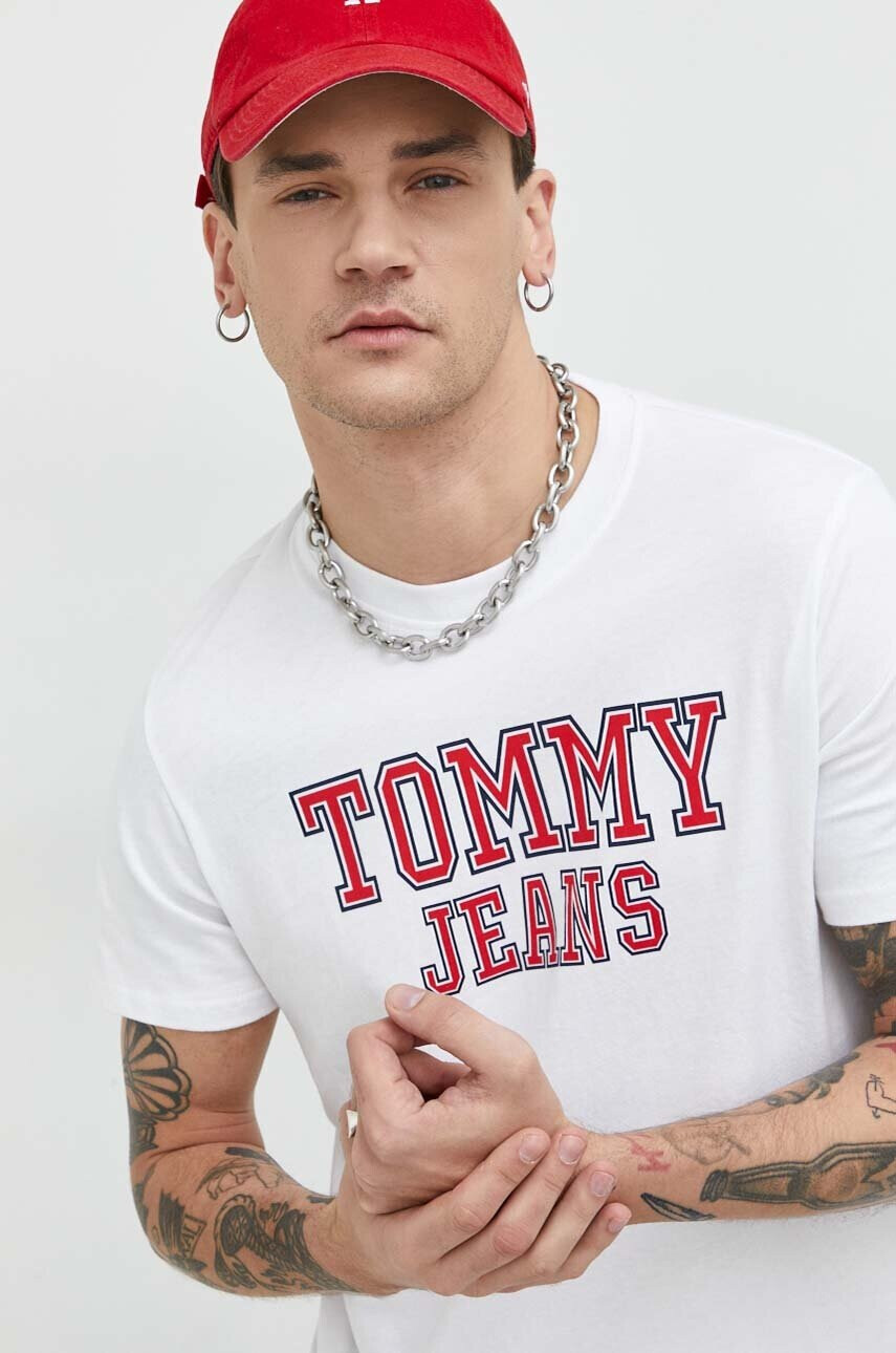 Tommy Jeans Памучна тениска в бяло с принт - Pepit.bg