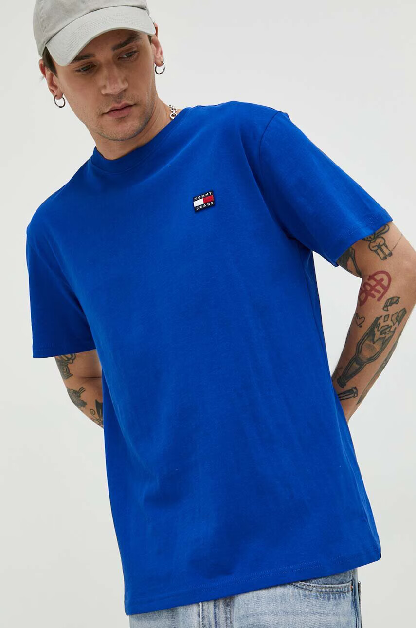 Tommy Jeans Памучна тениска в синьо с апликация - Pepit.bg