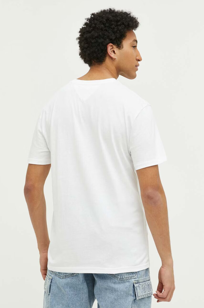 Tommy Jeans Памучна тениска в бяло с десен - Pepit.bg