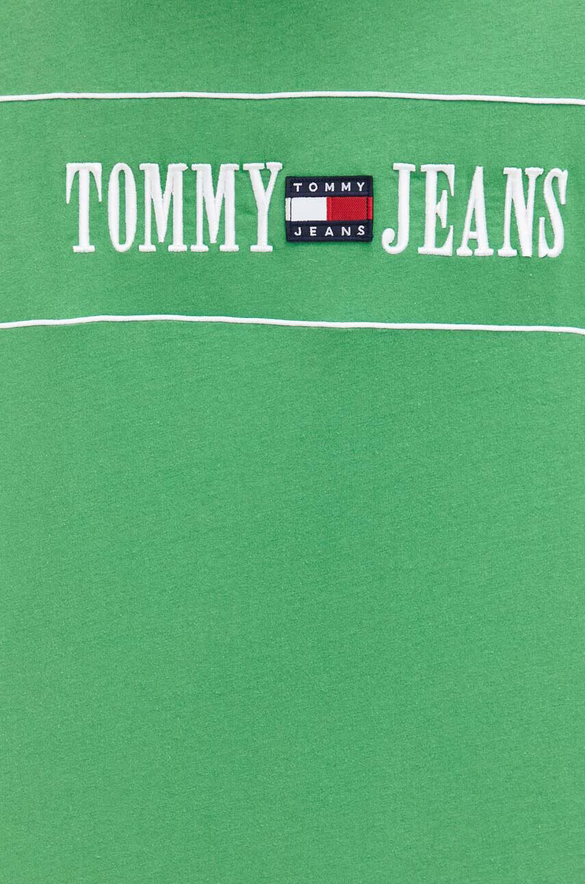 Tommy Jeans Памучна тениска в зелено с апликация - Pepit.bg