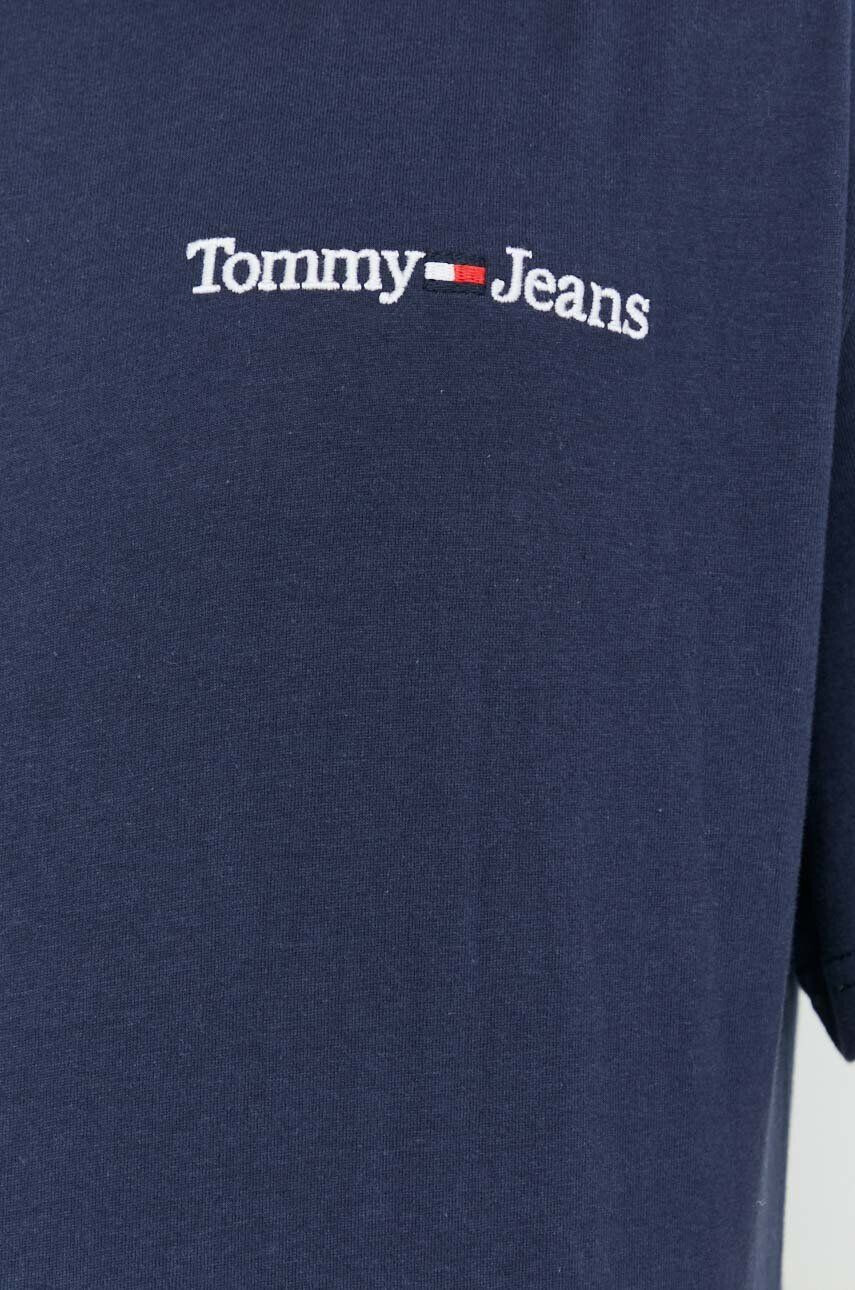 Tommy Jeans Памучна тениска в тъмносиньо с апликация - Pepit.bg