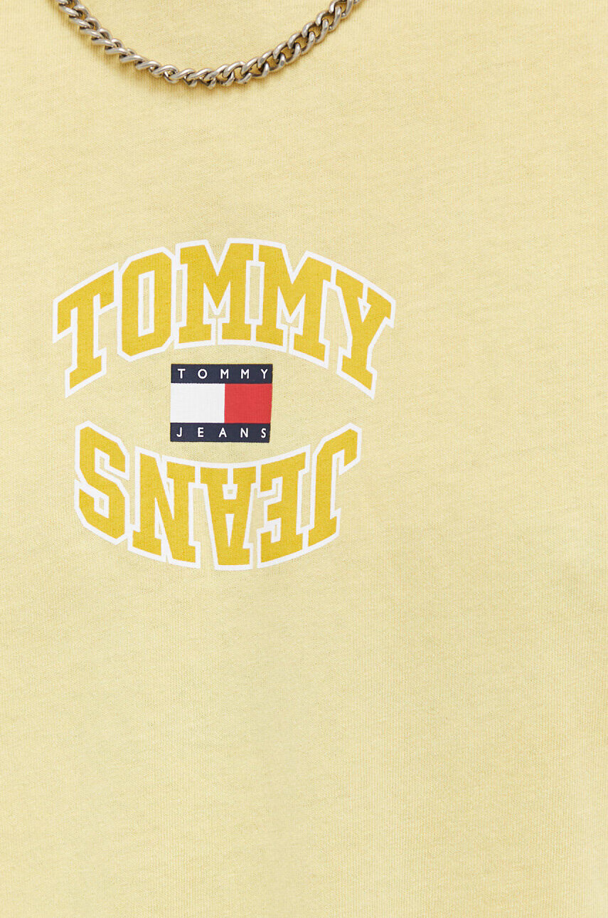 Tommy Jeans Памучна тениска в жълто с принт - Pepit.bg
