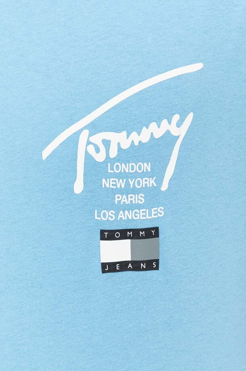 Tommy Jeans Памучна тениска в синьо с принт - Pepit.bg