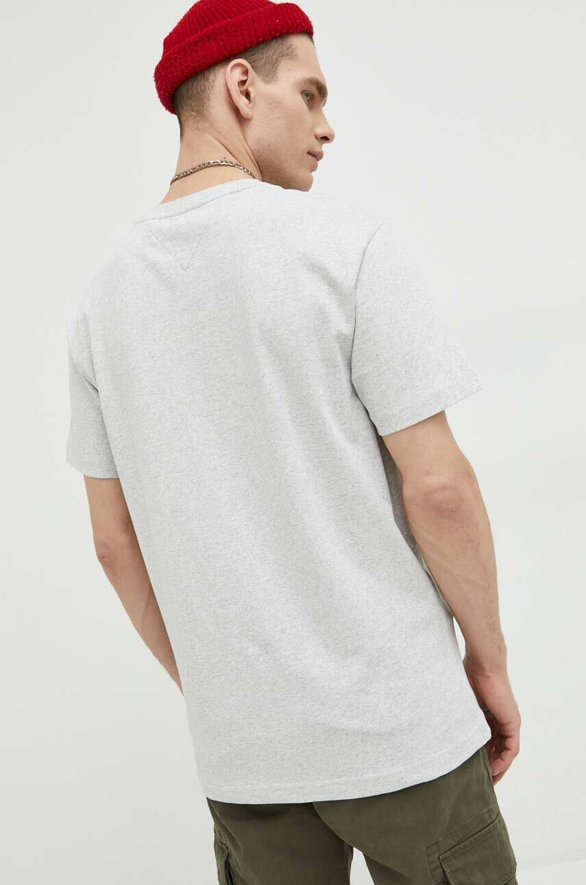 Tommy Jeans Памучна тениска в сиво меланж на - Pepit.bg