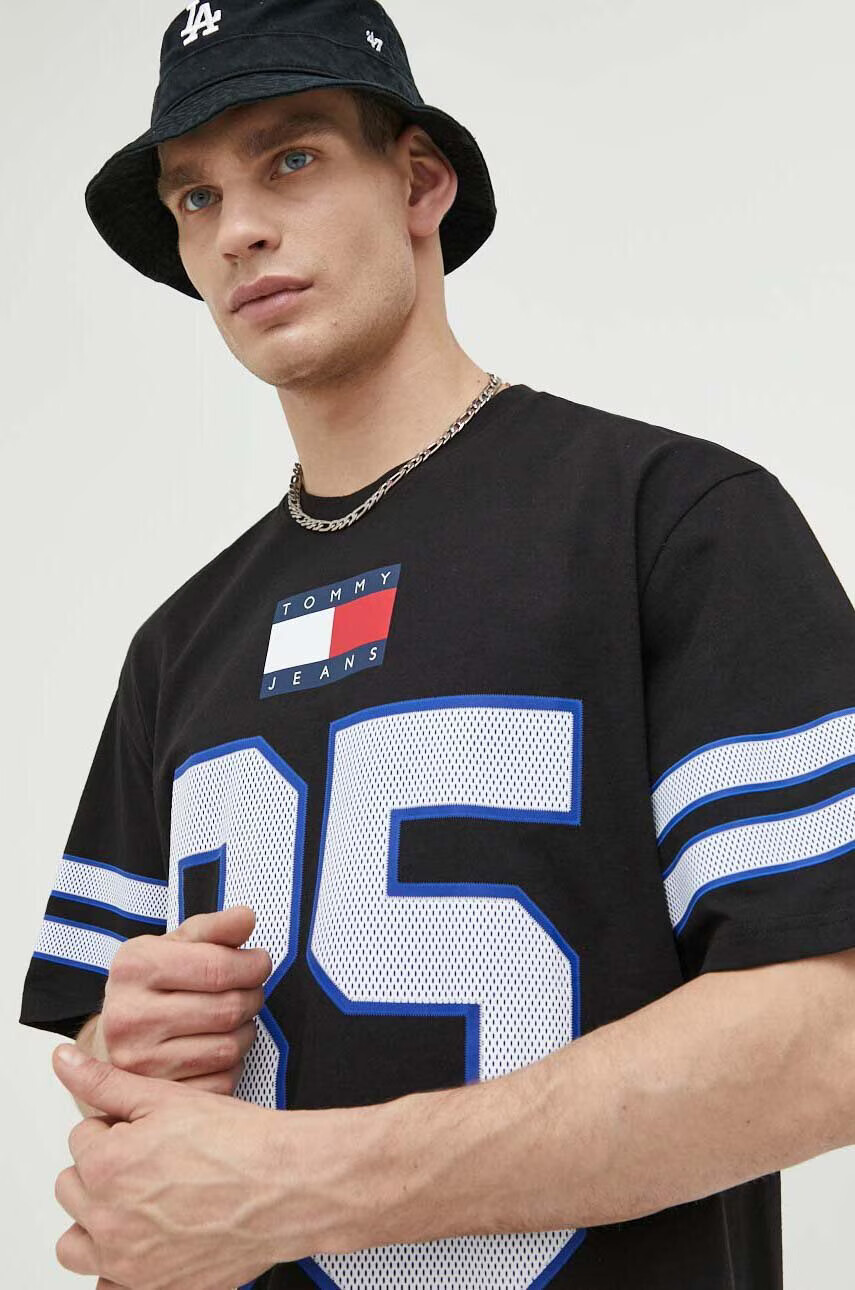 Tommy Jeans Памучна тениска в тъмносиньо - Pepit.bg