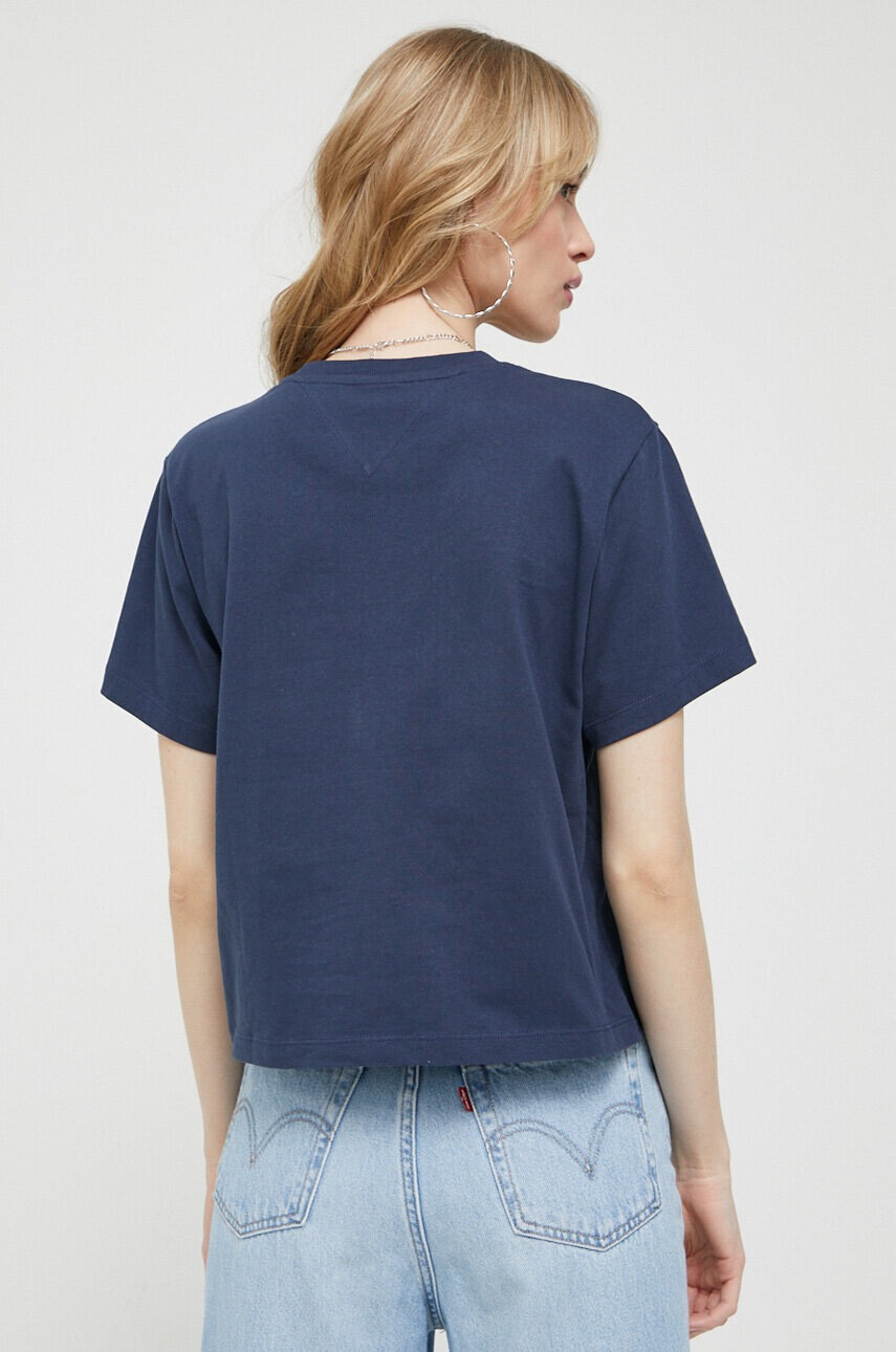 Tommy Jeans Памучна тениска в тъмносиньо - Pepit.bg