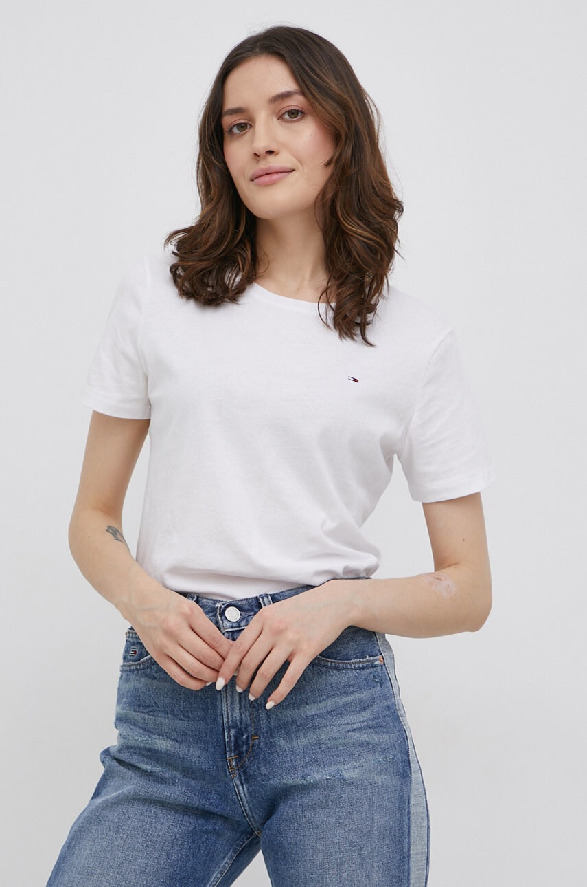 Tommy Jeans Памучна тениска в бяло - Pepit.bg