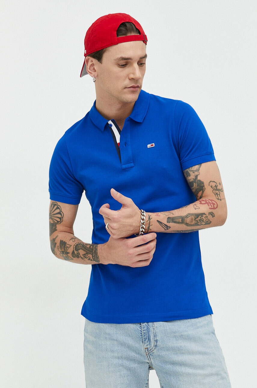 Tommy Jeans Памучна тениска с яка - Pepit.bg
