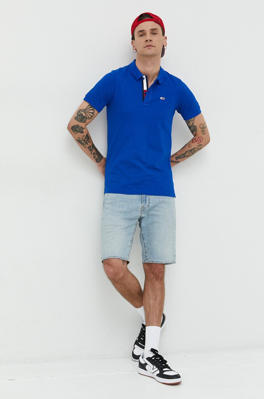 Tommy Jeans Памучна тениска с яка - Pepit.bg
