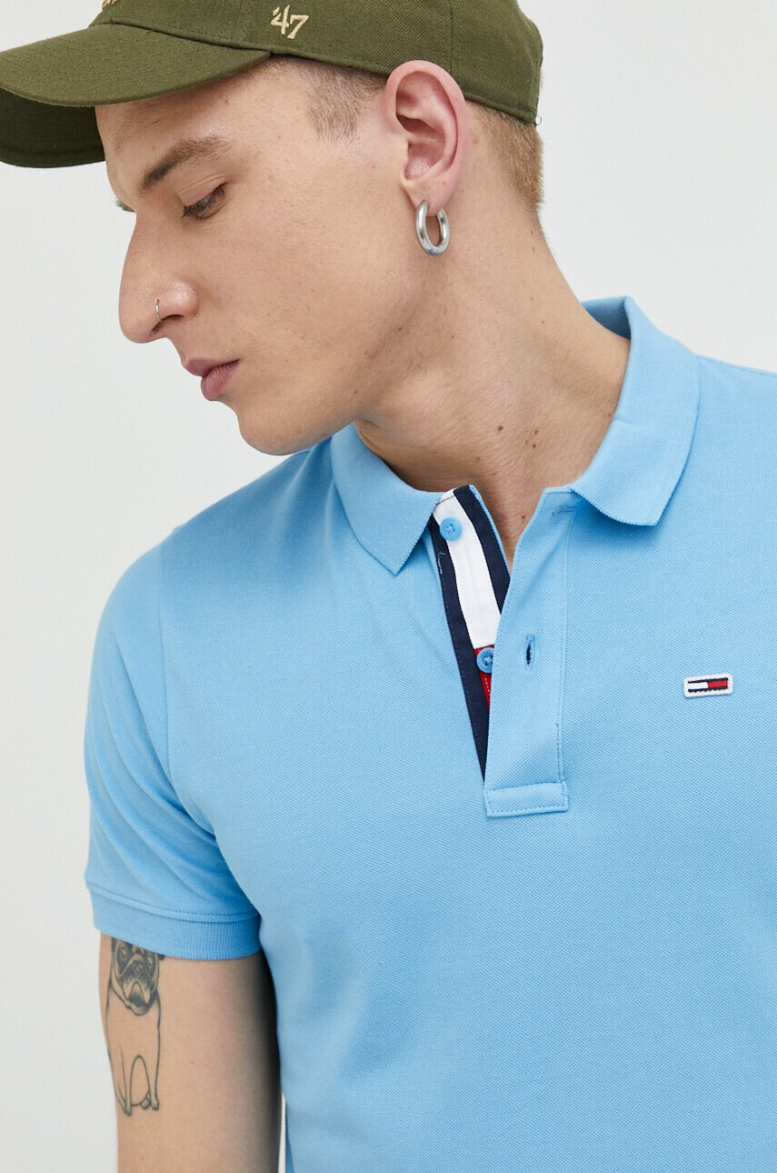 Tommy Jeans Памучна тениска с яка - Pepit.bg