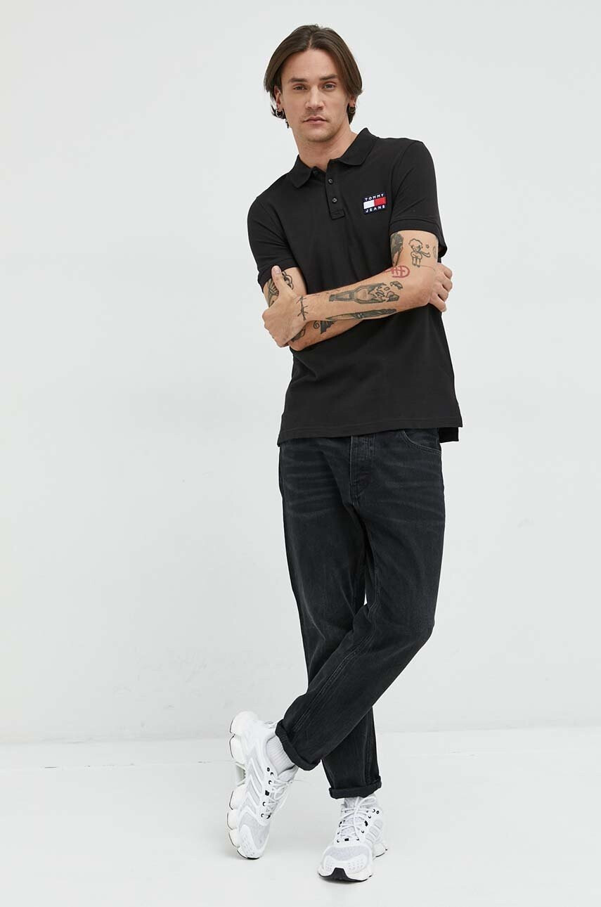 Tommy Jeans Памучна тениска с яка - Pepit.bg