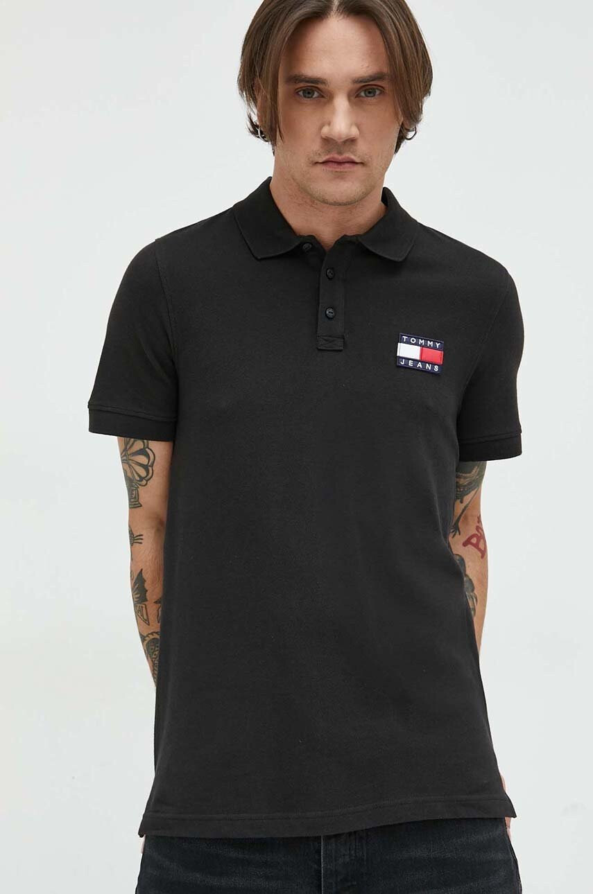 Tommy Jeans Памучна тениска с яка - Pepit.bg