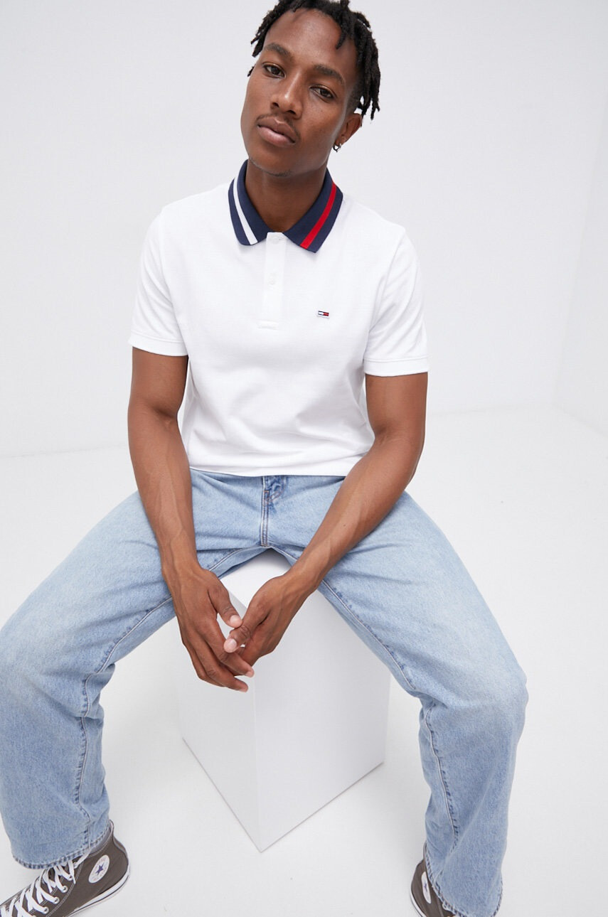 Tommy Jeans Памучна тениска с яка - Pepit.bg