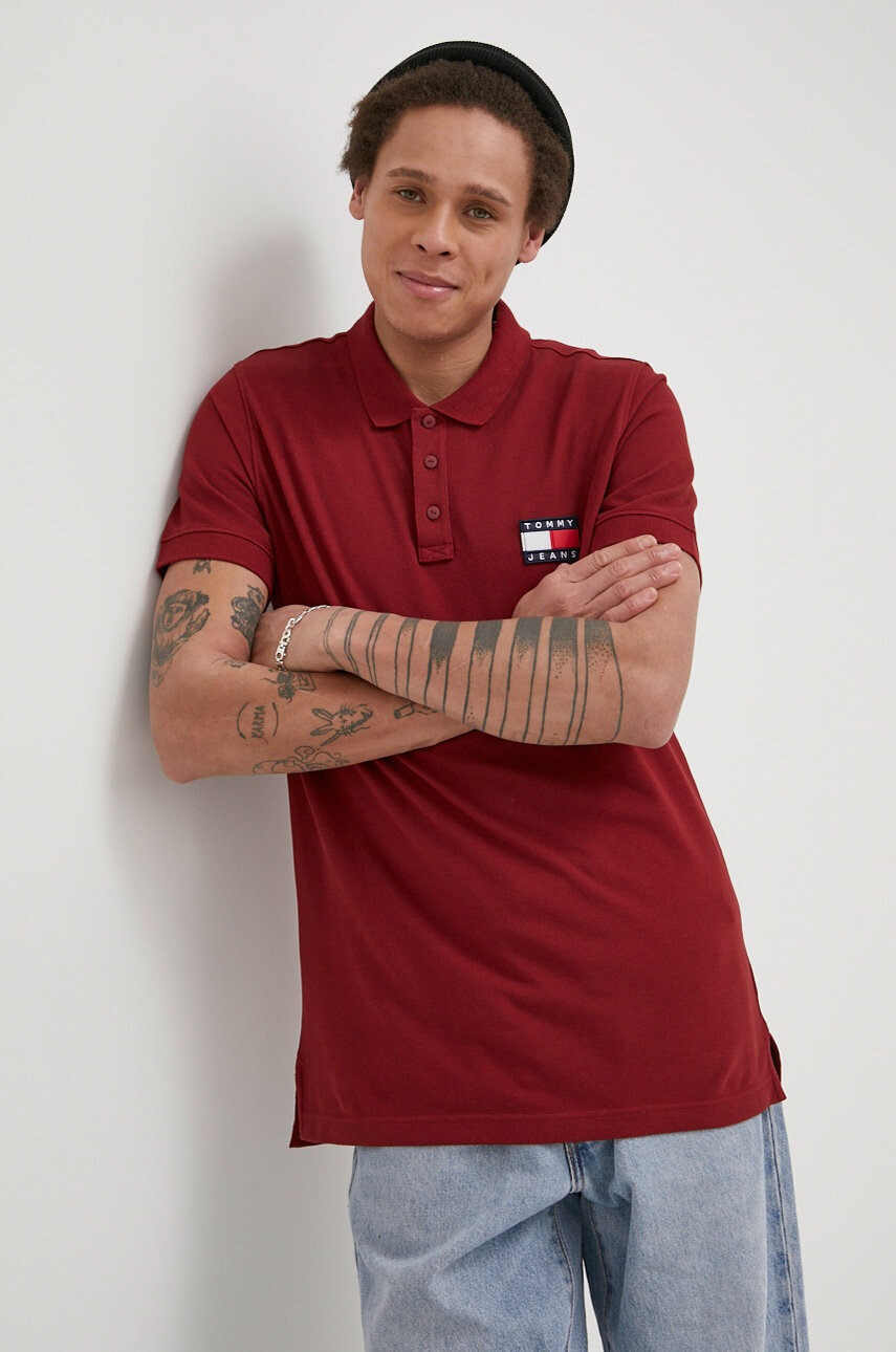 Tommy Jeans Памучна тениска с яка - Pepit.bg
