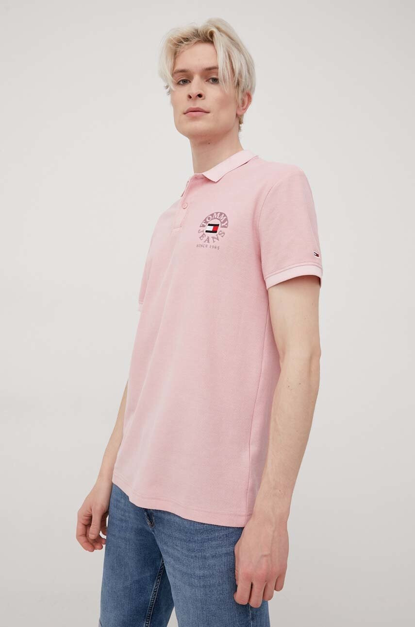 Tommy Jeans Памучна тениска с яка - Pepit.bg