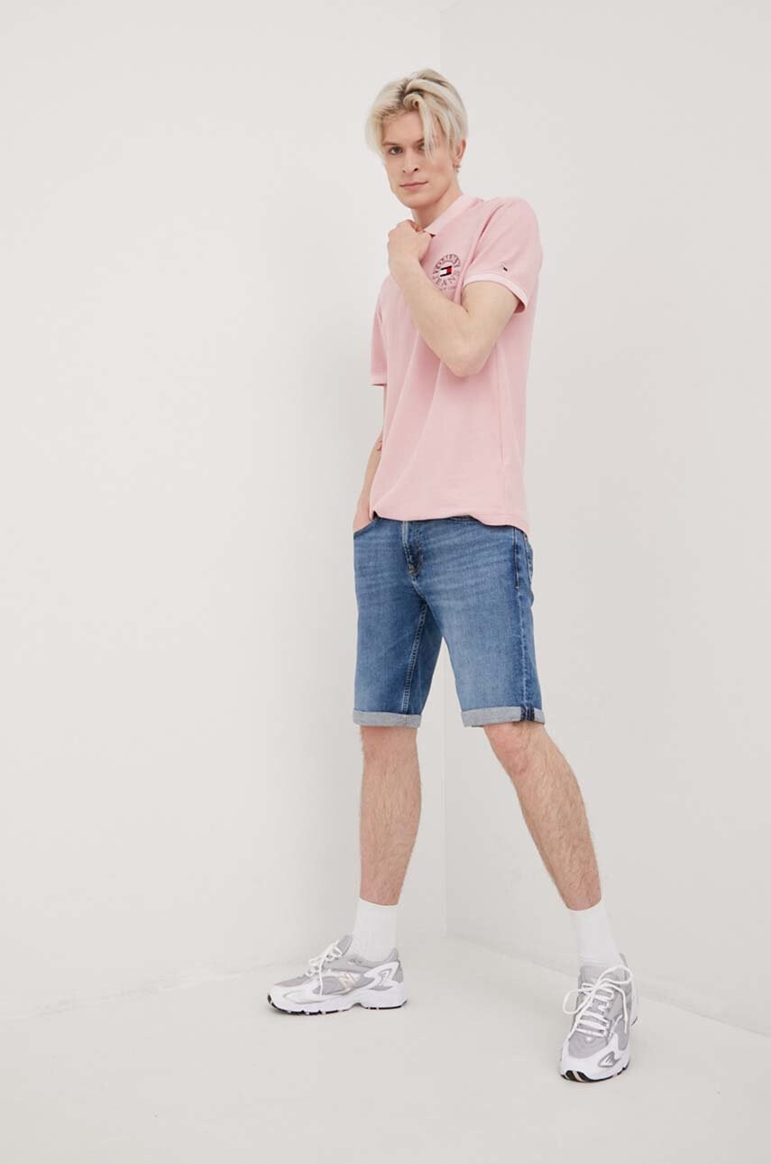 Tommy Jeans Памучна тениска с яка - Pepit.bg