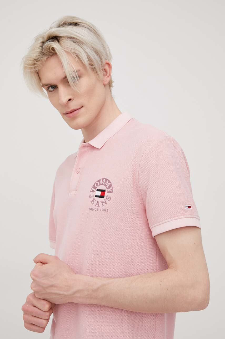Tommy Jeans Памучна тениска с яка - Pepit.bg