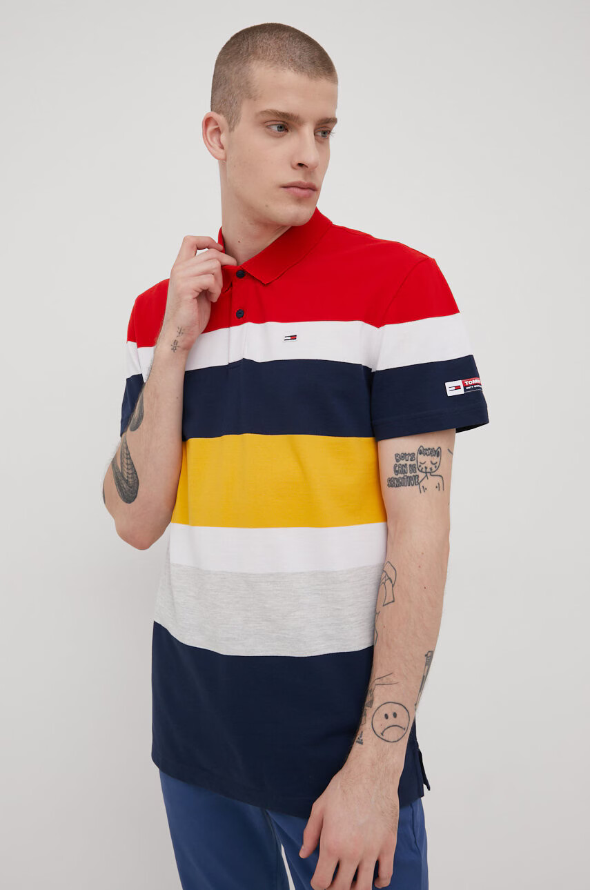 Tommy Jeans Памучна тениска с яка - Pepit.bg
