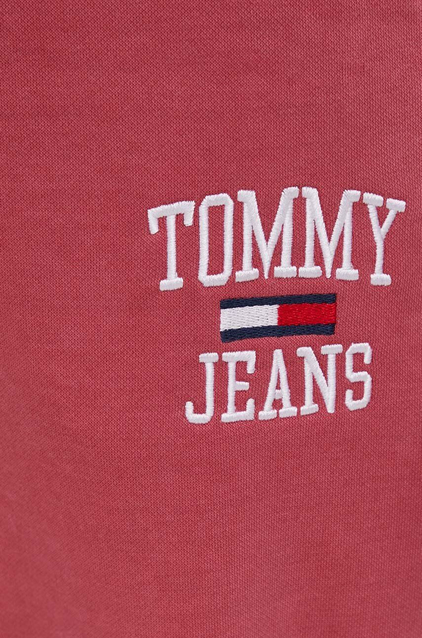 Tommy Jeans Панталони дамско в розово с изчистен дизайн - Pepit.bg