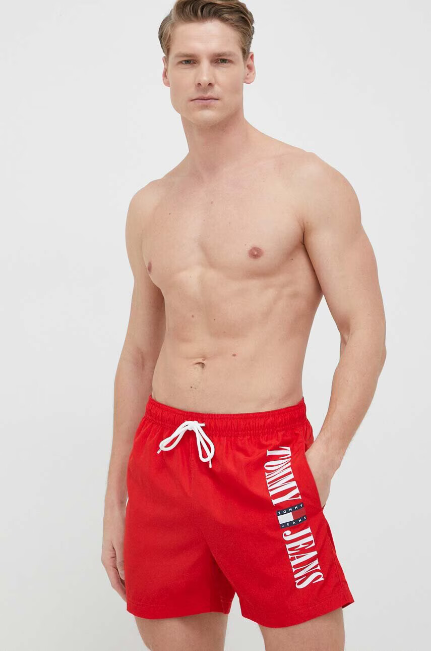 Tommy Jeans Плувни шорти в червено - Pepit.bg