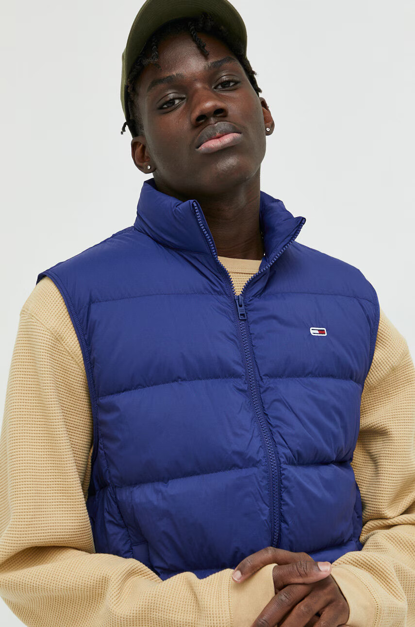 Tommy Jeans Пухен елек мъжки в синьо - Pepit.bg