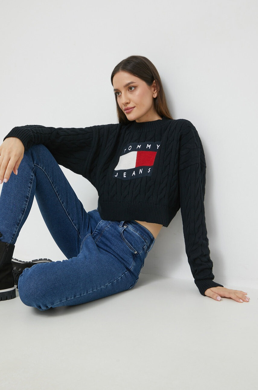 Tommy Jeans Пуловер дамски в черно - Pepit.bg
