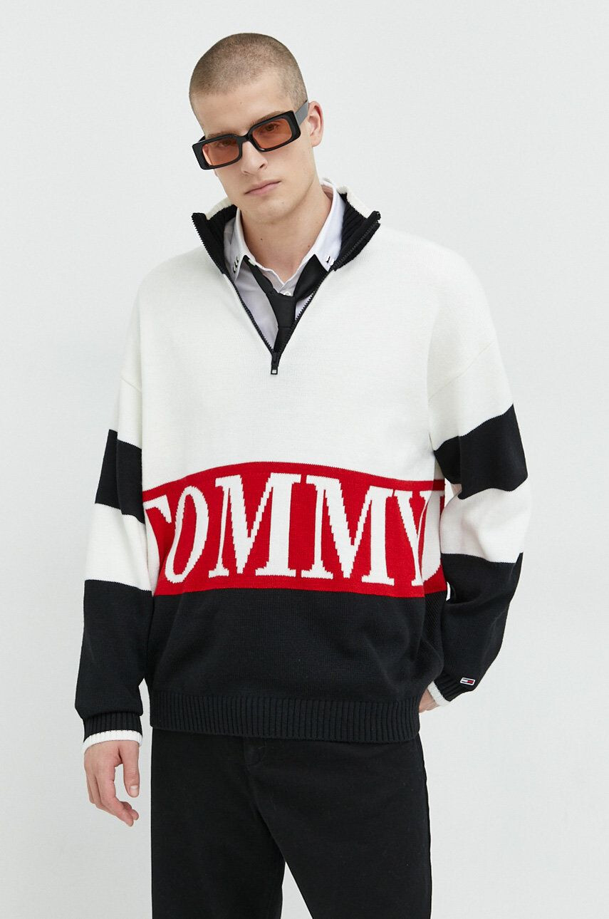 Tommy Jeans Пуловер мъжки в бяло - Pepit.bg