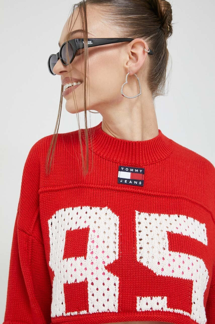 Tommy Jeans Пуловер дамски в червено - Pepit.bg